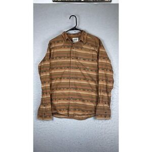 Ariat Shirt Mens Medium Brown Stripe Long Sleeve Button Front Western Retro